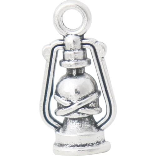 RAINXTAR Vintage Daily Use Charms Alloy Oil Lamp Charms Outdoor Camping Lamp Charms For Lamper 8*16mm 100pcs AAC1136