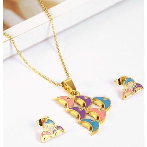 OUFEI Stainless Steel Jewelry Woman Vogue 2019 Charm Necklace Earrings Set Jewelry Sets Accessories Gifts For Women