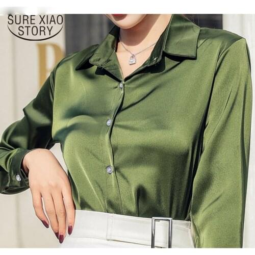 Blusas Mujer De Moda 2021 Ladies Tops Solid Long Sleeve Tops OL Chiffon Blouse Button Simple Square Collar Blusas Korean 8198 50