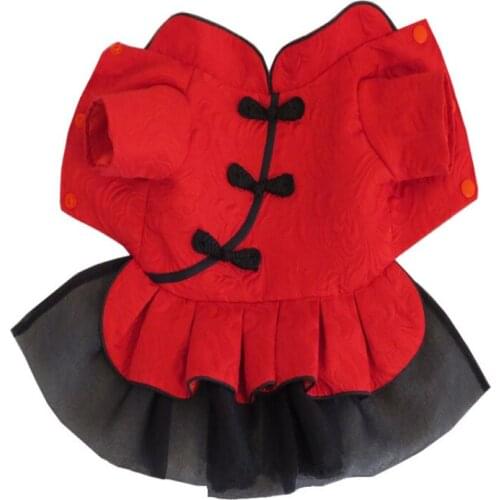 Winter Dog Dress Tang Suit Chinese New Year Pet Clothing Small Dog Costume Cat Yorkshire Pomeranian Bichon Poodle Pet Outfit