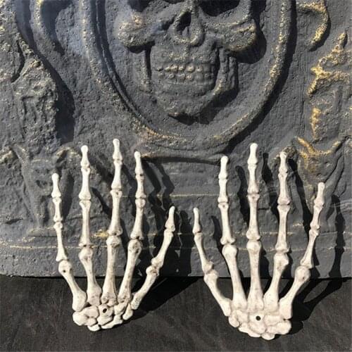 1Pc Plastic Realistic Skeleton Hand Halloween Scary Haunted Fake Human Hand Bone for Halloween Party Decoration Terror Props