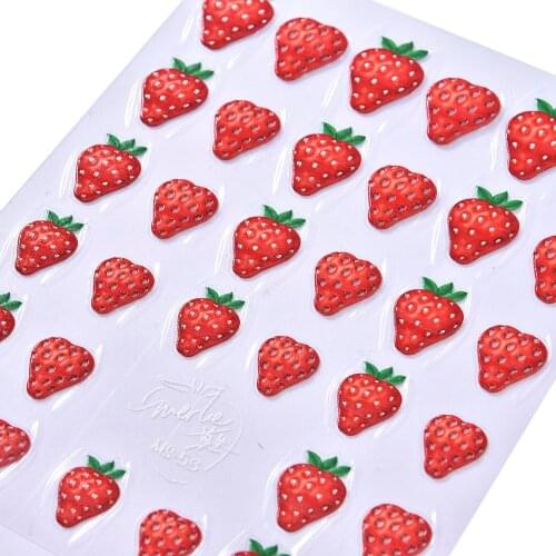 1Pcs New 5D Daily Embossed Strawberry DIY Nail Decoration Stickers Manicure Adhesive Nail Stickers Accessories Japanese Styling