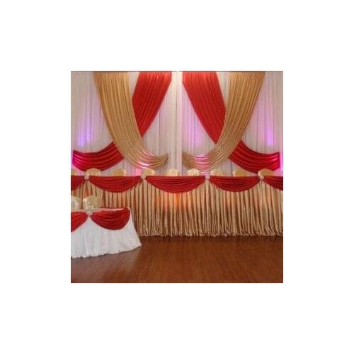 10ft x 20ft white Wedding Backdrop with red and gold sequin Luxury Wedding Decoration