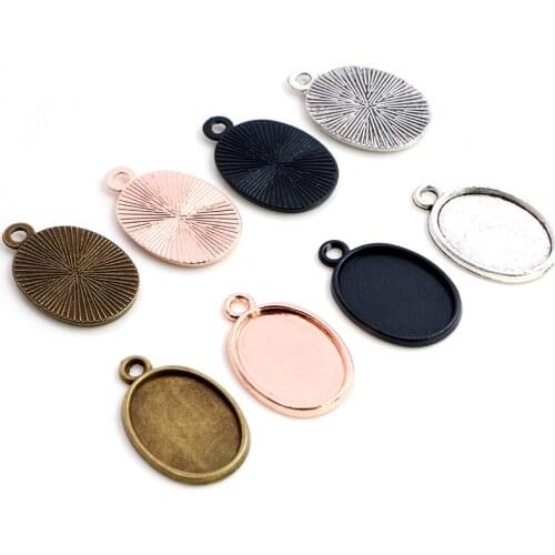 10pcs 13x18mm Inner Size Antique Silver Plated 4 Colors Simple Cameo Cabochon Base Setting Charms Pendant necklace findings