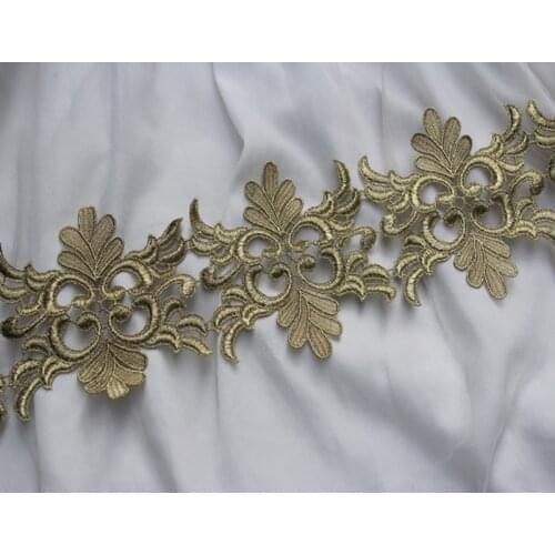 11.5cm or 4.53inch Wide Victorian Antique Gold Embroidery Lace Trim in Metallic Gold for Bridal,Wedding Gown, Costume Design