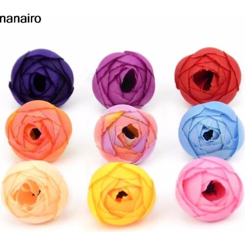 30pcs 2.5cm Small Silk Rose Bud Artificial Flower Head For Wedding Home Decoration DIY Wreath Gift Scrapbooking Fake Flowers