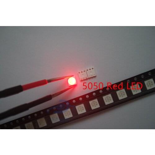 500PCS/LOT 2015 Surface Mount New Real Rushed 5050 Red Smd Plcc-6 3-chips Ultra Bright Light-emitting Led Diodes