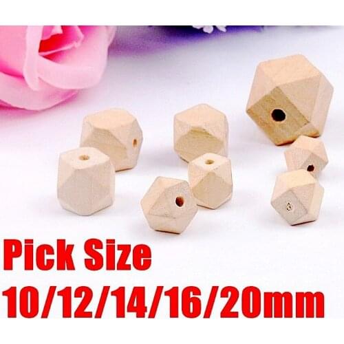 Free shipping! 20PCS 20MM natural unfinished geometric wood spacer beads For Jewelry DIY wooden necklace
