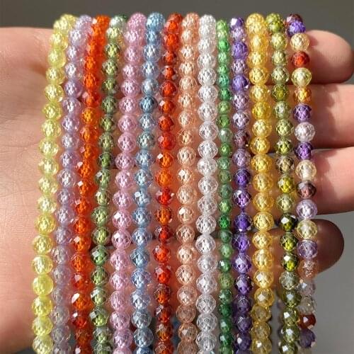 Natural Faceted Stone Beads 2 3 4mm Tiny Zircon Gemstones Beads for Jewelry Making DIY Bracelet Neckalce Shiny Small Beads 15