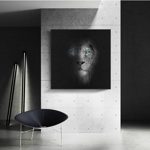 Black White Lions and Tiger Canvas Printing Modern Animals Wall Painting Art for Living Room Poster Printed Pictures No Frame