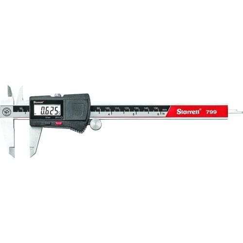 Starrett EC799A-6/150 Digital Caliper, Stainless Steel, Battery Powered, Inch/Metric, 0-6"/150mm Range, 0.01mm Resolution