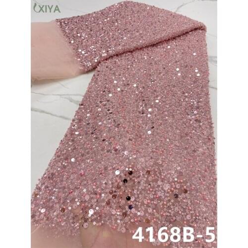 Baby Pink African Sequin Lace Fabric High Quality French Mesh Tulle Lace with Sequins Nigerian Mesh Net Lace 5Yards APW4168B