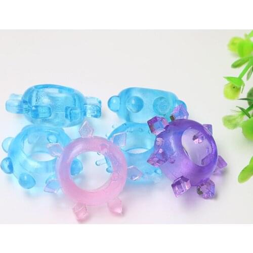 5pcs Crystal Penis Rings Ejaculation Delay Cock Ring Silicone Cock Erection Ring Stretcher Erotic Adult Sex Toy for Men Male Gay