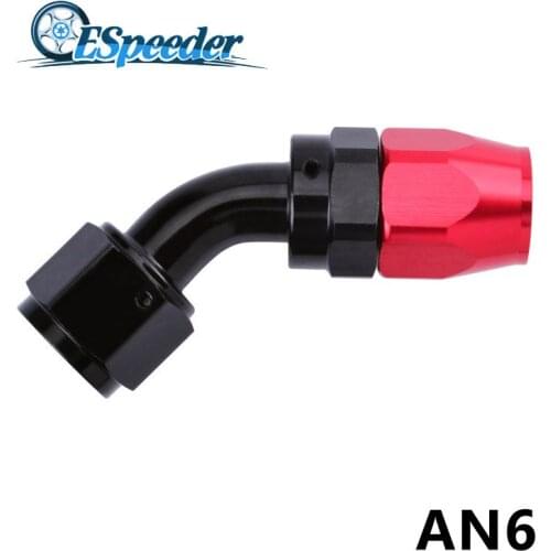 ESPEEDER AN6 Swivel Hose End 45 Degree Oil Fuel Fitting Anoized Aluminum Hose Line Adapter Oil Cooler Kits Reusable Fitting