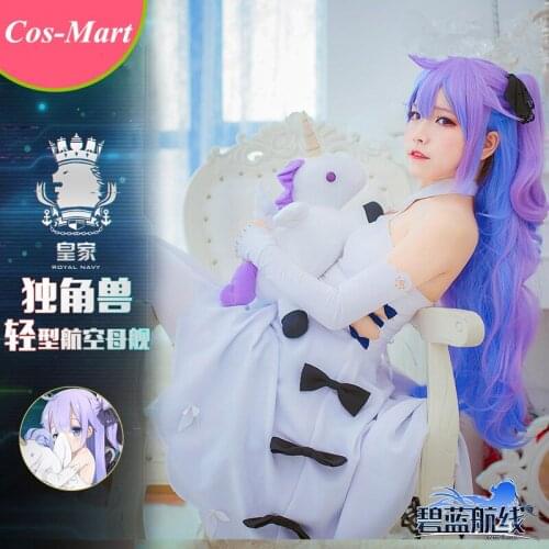 Hot Game Azur Lane HMS Unicorn Cosplay Costume White Sexy Formal Dress Full Set Female Role Play Clothing S-XL