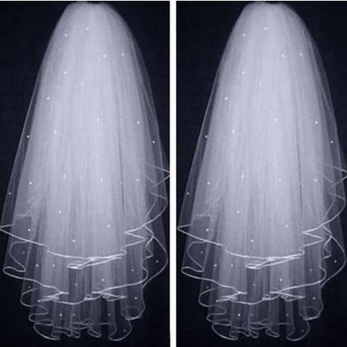 Top Sale New 3T White/ Ivory Pearl Wedding Bridal Veil With Comb