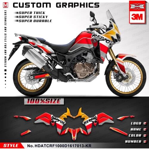 KUNGFU GRAPHICS Custom Stickers Backgrounds for Africa Twin CRF1000D CRF1000L 2016 2017, Style No. HDATCRF1000D1617013-KR