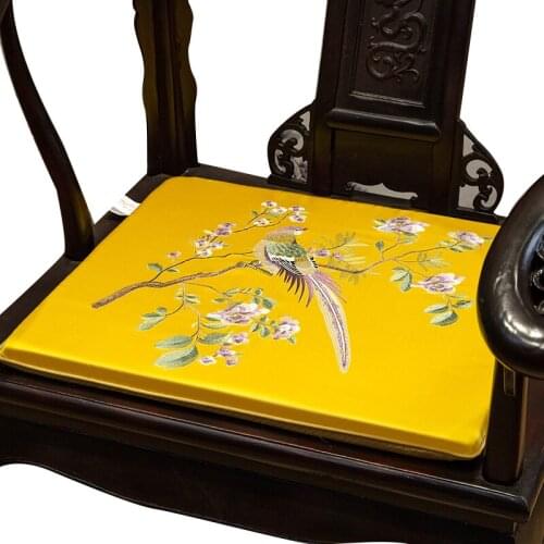 Fine Embroidery Warbler Bird Flower Seat Cushion Sofa Chair Pads Non-Slip Home Decorations Armchair Sitting Mats