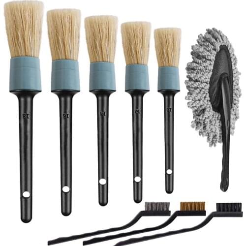 KKmoon 9 PCS Car Detailing Brush Kit for Auto Exterior and Interior Cleaning Car Wash Brushes Set for Household Furniture