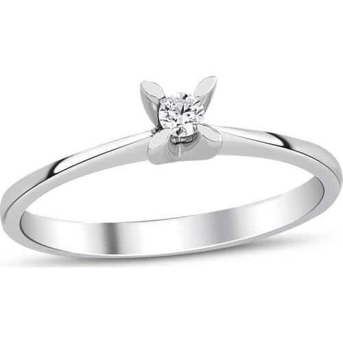 18K Gold Natural Diamond 0.10ct E-F vs Solitaire Ring WPY3141