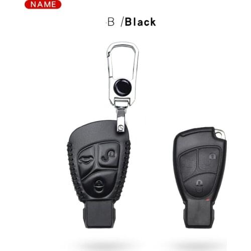 Leather Car Keychain Cover For Mercedes Benz A B C E S R ML SLK CLS CLK CL Class W124 W169 GLK300 C200E W202 W203 W210 W211 W204
