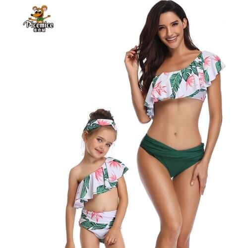 Daughter Swimwear Mother Beachwear Family Matching Bikini set hot spring Bathing Swimsuit Mom Daughter Clothes Floral Printed