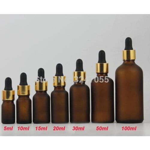 Matte Brown Glass Pipettes Cosmetic Essential Oil Containers, DIY Empty Frosted Amber Vial Dropper Bottle,5/10/15/20/30/50/100ml