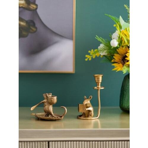 Copper Luxury Metal Candlestick Simple Creativity Retro Candelabra Candle Holder Vintage Portacandele Home Decoration EK50ZT