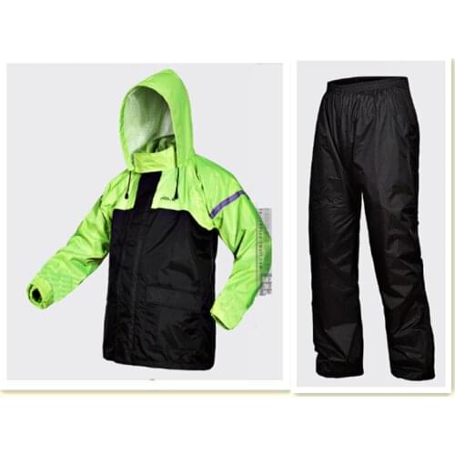 Free Shipping 2 Color Fashion Outdoor Sports Fishing Man & Woman Waterproof Fission Raincoat Suit Motorcycle rainwear +pants