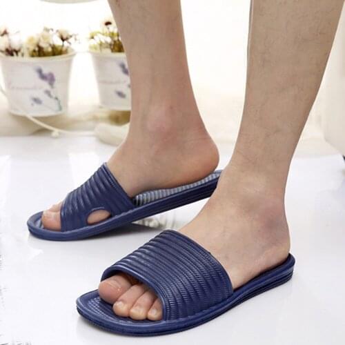 Men Shoes Stripe Flat Bath Slippers Summer Sandals Indoor & Outdoor Slippers Men 2019 New Men slippers zapatos hombre Size 41~45