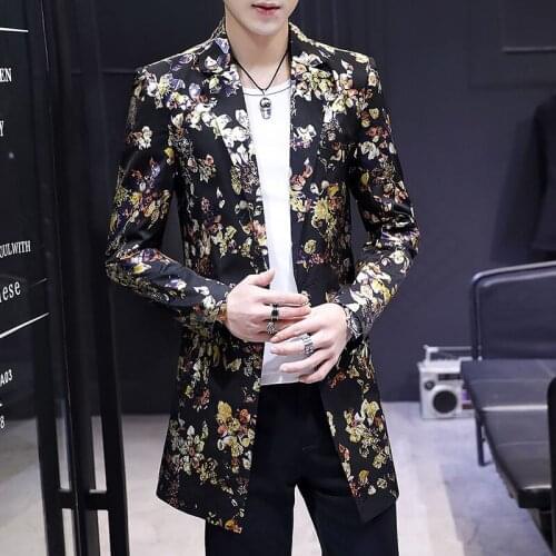 Men Full Sleeve Long Print Windbreaker Spring And Autumn Outwear And Causal Style Overcoats