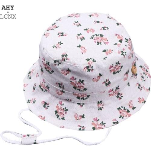 New Spring Fashion Cotton Baby Sun Hat Girl Panama Hats Floral Print Kids Visor Girls Bucket Cap Toddler Sun Hat Children Caps