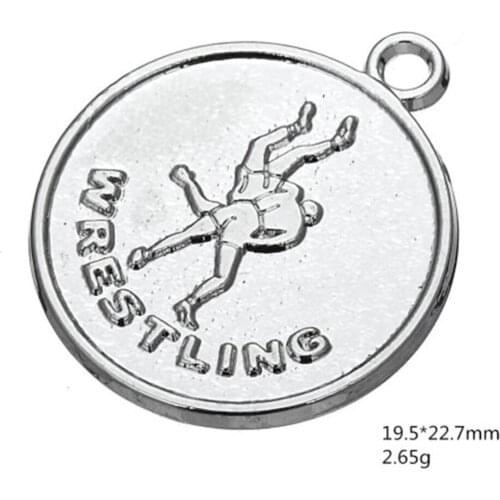2021 New 19.5*22.7mm Zinc Alloy Wrestling Figure Engraved Charm Round Plate
