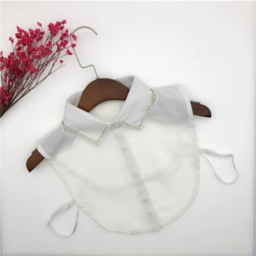 2021 New Fake Collars Blouse Sweater Women White Black Handmade Beads Shirt Detachable False Collar Girls Necklace Nep Kraagie