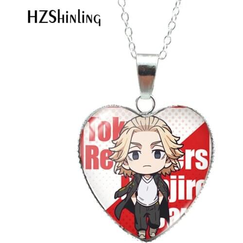 2021 New Arrival Tokyo revenger Anime Heart Shaped Glass Cabochon Pendants Fashion Jewelry Necklace