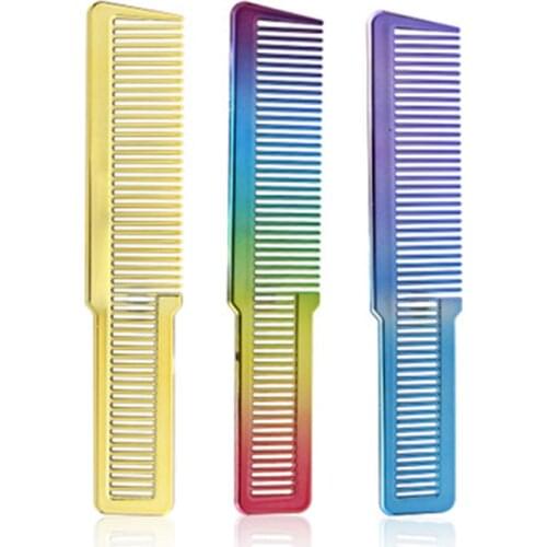 Salon Hair Comb Electroplating Rainbow Comb Clipper Oil Head Hair Styling Hairdressing Comb Hair Cutting Styling Tool