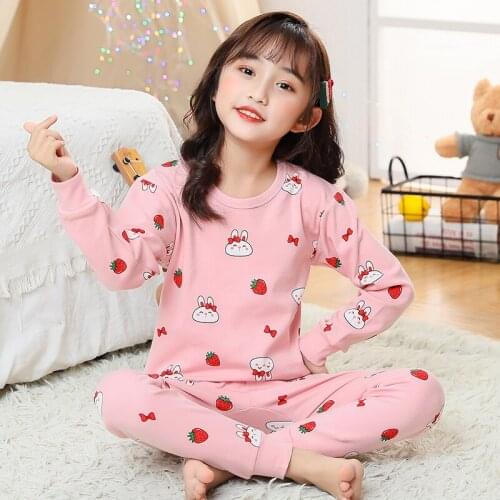 100 Cotton Spring Autumn Winter Full Sleeve Girls Pajamas Sets Children Sleepwear Kids Pyjamas Homewear Teenager Girls Sets