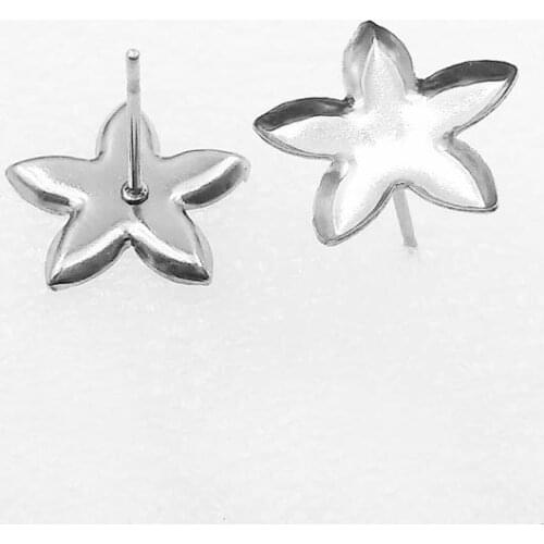 Blank Stainless Steel Stud Earrings Bases Settings with 12mm Flower Bezel 5 Petals SUS Ear Pins Earrings post DIY Findings
