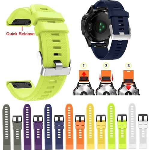 Hot Watchband for Garmin Fenix 5 5X 5S 3 3 HR for Fenix 6X 6 6S Watch Quick Release Silicone Easyfit Wrist Band Strap 20 22 26MM