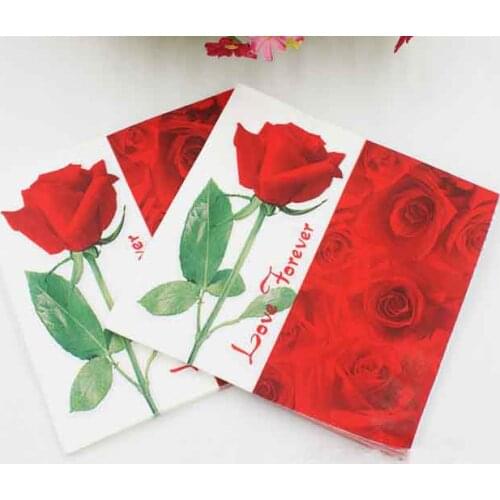 Ynaayu 20pcs/set Camellia Napkins I Love U Paper Napkin 33*33cm Disposable Tableware Napkins 100% Nature Wood For Party Supples