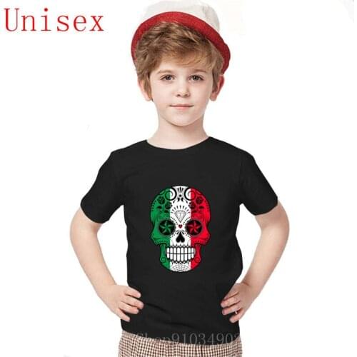 Tatooine Funny Italian Flag Sugar Skull with Roses shirts for teenage girls Short Sleeve O-neck Cotton Italy T-shirt 2020 Hot
