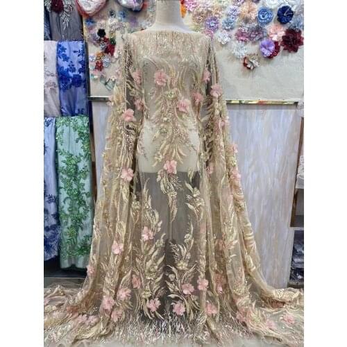 New Arrival Tulle Fabric with stones L-426681 Lace fabirc Nigerian African French Net Lace Fabric High Quality Wedding Dress