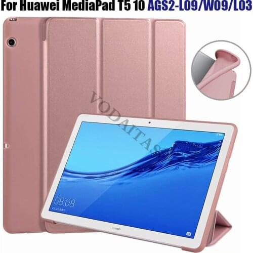 Ultra Slim PU Leather For Huawei MediaPad T5 AGS2-W09/L09/L03/W19 10.1"Tablet stand cover for huawei mediapad T5 10 case +pen