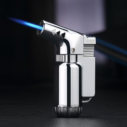 Windproof Cigar Torch LIghter Jet Blue Flame Metal Lighter Butane Refillable with Flame Lock Adjustable