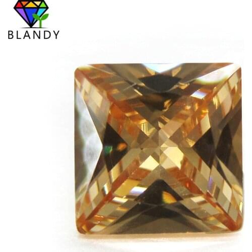 High Quality Cubic Zirconia Stones 2x2mm~12x12mm Square Shape Princess Cut 5A Champagne CZ stone Synthetic Gems