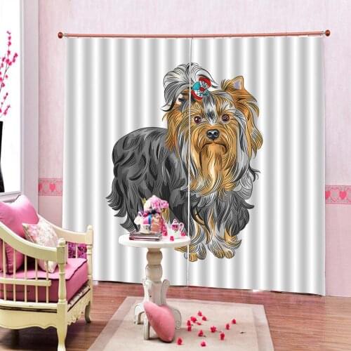 Custom Pet dog 3D Curtains For Bedroom Kids Living Room Drapes Fabric Polyester Set with Hooks (left and right Double side)