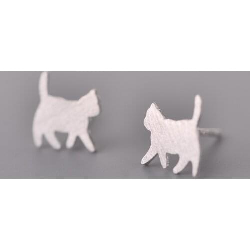 Real 925 Sterling Silver Large Cat Earrings For Women Ladies Statement Jewelry Korean Earrings Pendientes Brincos