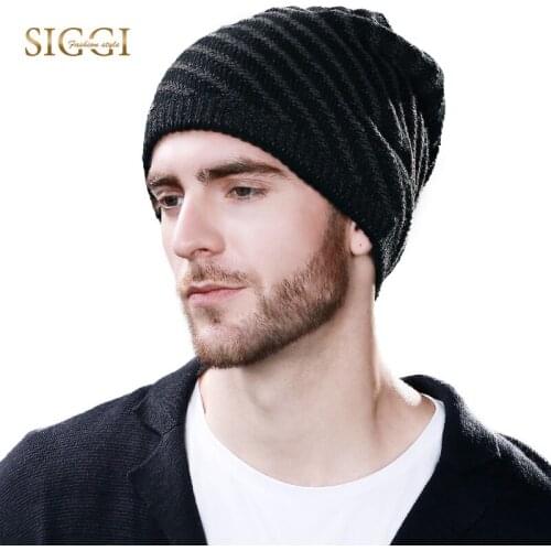 FANCET Winter Mens Knitted Beanies Hats Acrylic Warm Casual Striped Skullies Elastic Soft Winter Hat For Men Streetwear 1044