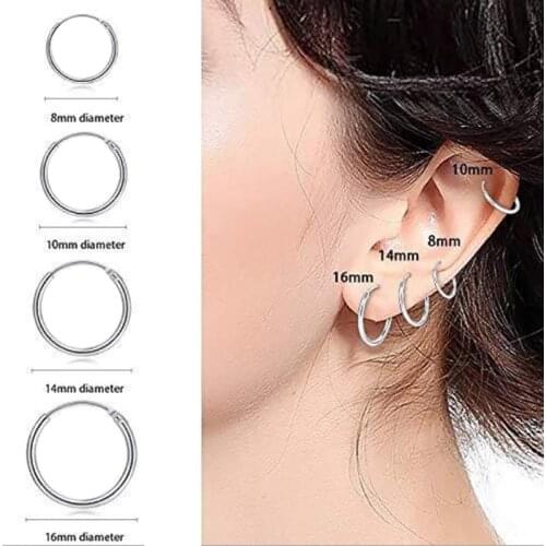 1pc Small Hoop Cartiliage Earring Nose Ring Circle Clicker Daith Stainless Steel Helix Ear Tragus Piercing for Women Jewelry 18G