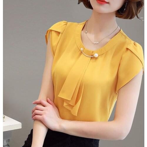 2020 short-sleeved chiffon shirt summer Korean version of the new ladies all-match short-sleeved casual shirt tops are thin